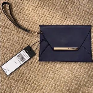 BCBG Mini Harlow Blue Clutch with Wrist strap